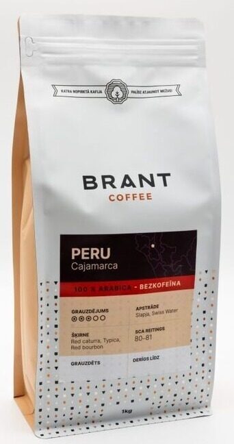 Peru Cajamarca bezkofeīna kafija 1kg